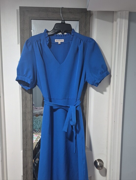 Nanette Lepore Dresses & Skirts - Nanette Lepore Cobalt V-Neck Belted Midi Dress